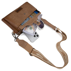 WG120-209  Wrangler Dual Zipper Compartment Crossbody Bag - Khaki