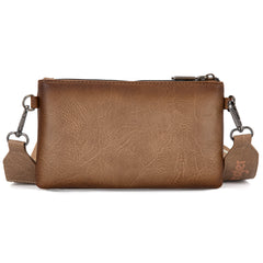 WG120-209  Wrangler Dual Zipper Compartment Crossbody Bag - Khaki