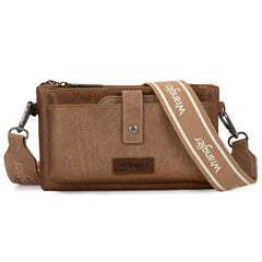 WG120-209  Wrangler Dual Zipper Compartment Crossbody Bag - Khaki