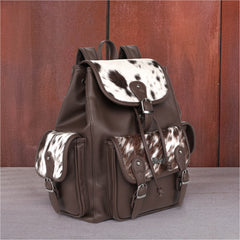 WG12-9110 Wrangler Hair-on Cowhide  Backpack - Coffee