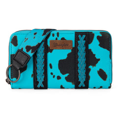 WG133-W006  Wrangler Cow Print Wallet  -Turquoise