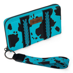 WG133-W006  Wrangler Cow Print Wallet  -Turquoise