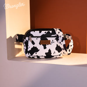 WG133-195 Wrangler Cow Print Belt-Bag - Black
