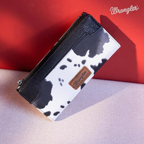 WG133-212 Wrangler Cow Print Bi-Fold Wallet - Black