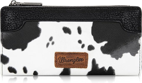 WG133-212 Wrangler Cow Print Bi-Fold Wallet - Black