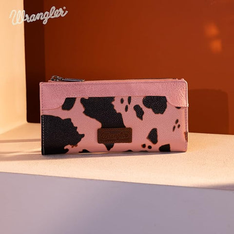WG133-212 Wrangler Cow Print Bi-Fold Wallet - Pink
