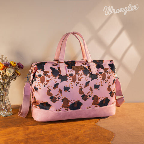 WG133-5110 Wrangler Cow Print Collection Weekender Bag -Pink