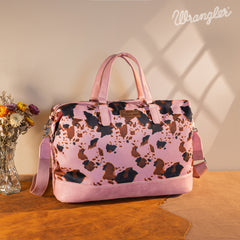 WG133-5110 Wrangler Cow Print Collection Weekender Bag -Pink