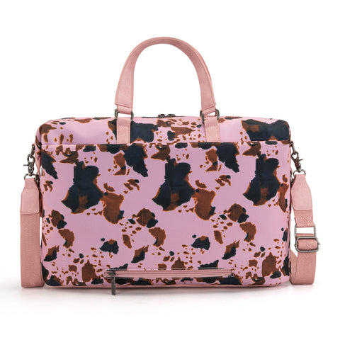 WG133-5110 Wrangler Cow Print Collection Weekender Bag -Pink