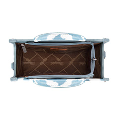 WG133-81203S  Wrangler Cow Print Concealed Carry Tote/Crossbody - Blue