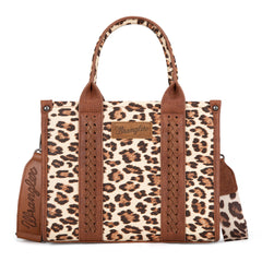 WG133-81203S  Wrangler Leopard Print Concealed Carry Tote/Crossbody - Brown(ONLINE ONLY)