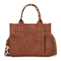 WG133-81203S  Wrangler Leopard Print Concealed Carry Tote/Crossbody - Brown(ONLINE ONLY)
