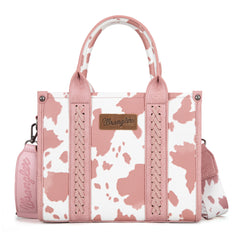 WG133-81203S  Wrangler Cow Print Concealed Carry Tote/Crossbody - Light Pink
