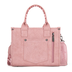 WG133-81203S  Wrangler Leopard Print Concealed Carry Tote/Crossbody - Pink