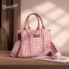 WG133-81203S  Wrangler Leopard Print Concealed Carry Tote/Crossbody - Pink