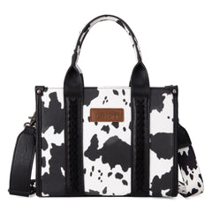WG133-8120S  Wrangler Cow Print Concealed Carry Tote/Crossbody - Black