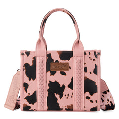WG133-8120S  Wrangler Cow Print Concealed Carry Tote/Crossbody - Pink