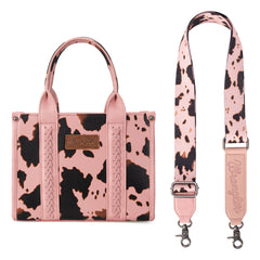 WG133-8120S  Wrangler Cow Print Concealed Carry Tote/Crossbody - Pink