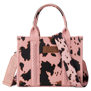 WG133-8120S Wrangler Cow Print Concealed Carry Tote/Crossbody - Pink