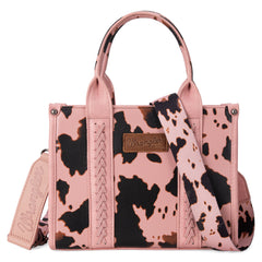 WG133-8120S  Wrangler Cow Print Concealed Carry Tote/Crossbody - Pink