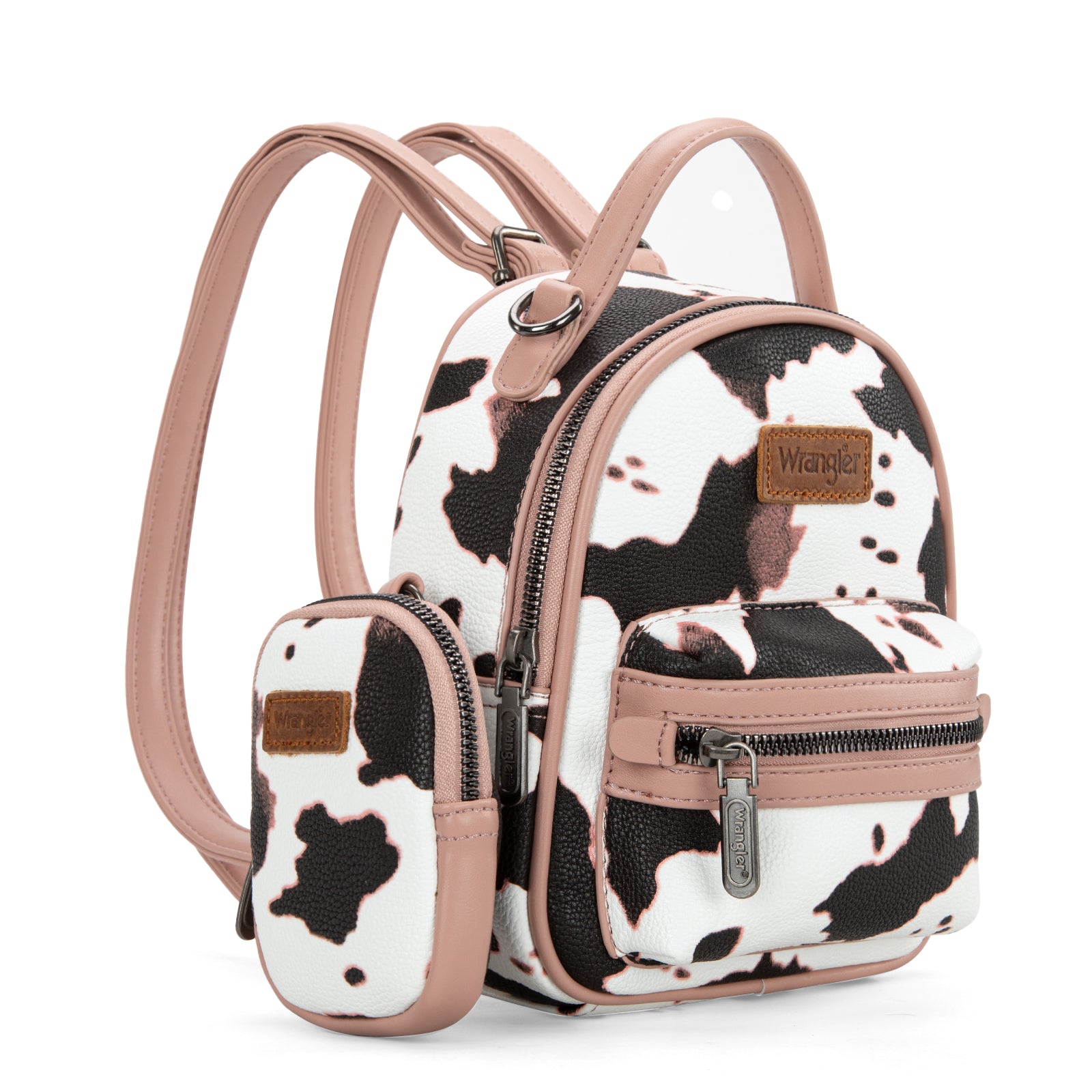 WG133-8600 Wrangler Cow Print Mini Backpack With Coin Pouch - Pink ...