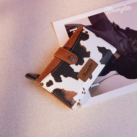 WG133-W002 Wrangler Cow Print Bi-Fold Wallet - Brown