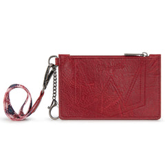 WG137-W0092  Wrangler Aztec Print Key Chain Wristlet Card Wallet - Burgundy
