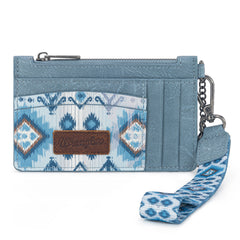 WG137-W0092  Wrangler Aztec Print Key Chain Wristlet Card Wallet - Jean