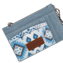 WG137-W0092  Wrangler Aztec Print Key Chain Wristlet Card Wallet - Jean