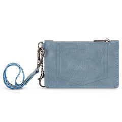 WG137-W0092  Wrangler Aztec Print Key Chain Wristlet Card Wallet - Jean