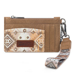 WG137-W0092  Wrangler Aztec Print Key Chain Wristlet Card Wallet - Khaki