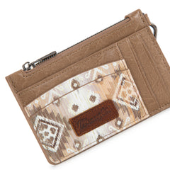 WG137-W0092  Wrangler Aztec Print Key Chain Wristlet Card Wallet - Khaki