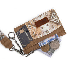 WG137-W0092  Wrangler Aztec Print Key Chain Wristlet Card Wallet - Khaki