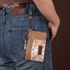 WG137-W0092  Wrangler Aztec Print Key Chain Wristlet Card Wallet - Khaki