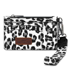 WG137-W0092  Wrangler Leopard Print Key Chain Wristlet Card Wallet -Leopard-Black