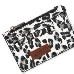 WG137-W0092  Wrangler Leopard Print Key Chain Wristlet Card Wallet -Leopard-Black