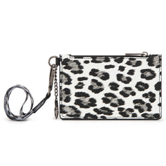 WG137-W0092  Wrangler Leopard Print Key Chain Wristlet Card Wallet -Leopard-Black