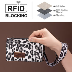 WG137-W0092  Wrangler Leopard Print Key Chain Wristlet Card Wallet -Leopard-Black