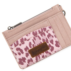WG137-W0092  Wrangler Leopard Print Key Chain Wristlet Card Wallet - Pink
