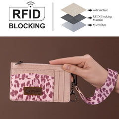 WG137-W0092  Wrangler Leopard Print Key Chain Wristlet Card Wallet - Pink