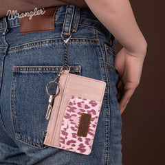 WG137-W0092  Wrangler Leopard Print Key Chain Wristlet Card Wallet - Pink