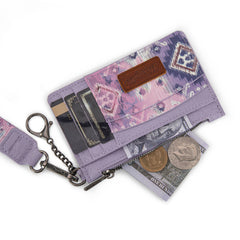 WG137-W0092  Wrangler Aztec Key Chain Wristlet Card Wallet - Purple