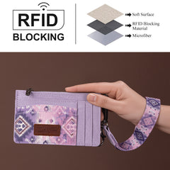 WG137-W0092  Wrangler Aztec Key Chain Wristlet Card Wallet - Purple