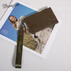 WG137-W009  Wrangler  Solid Color Key Chain Wristlet Card Wallet -Green