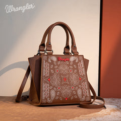 WG134-8012  Wrangler Paisley Mini Satchel/Crossbody - Brown