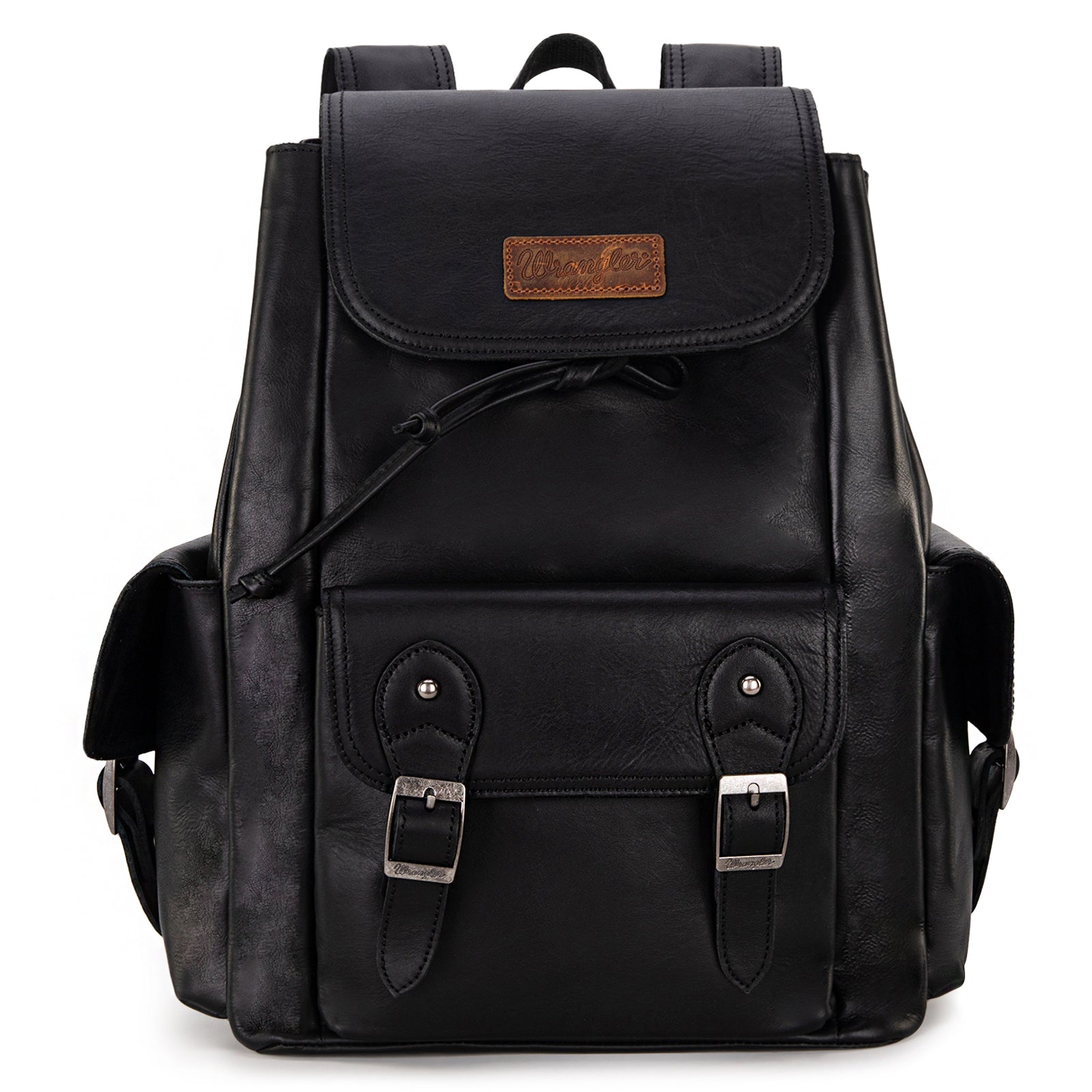 WG143-9110 Wrangler 100% Genuine Leather Backpack - Black