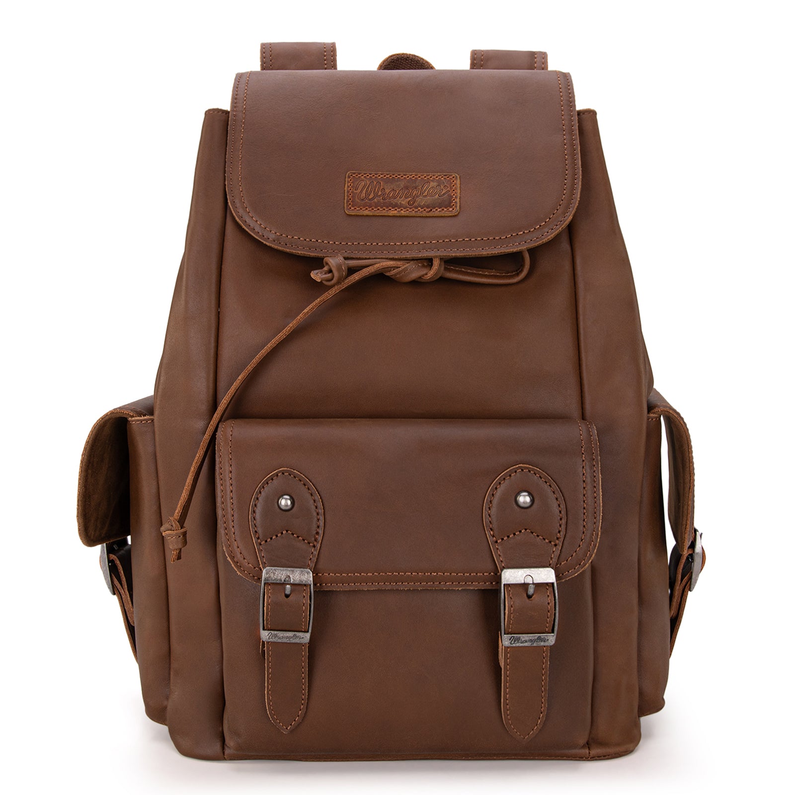 WG143-9110 Wrangler 100% Genuine Leather Backpack Brown