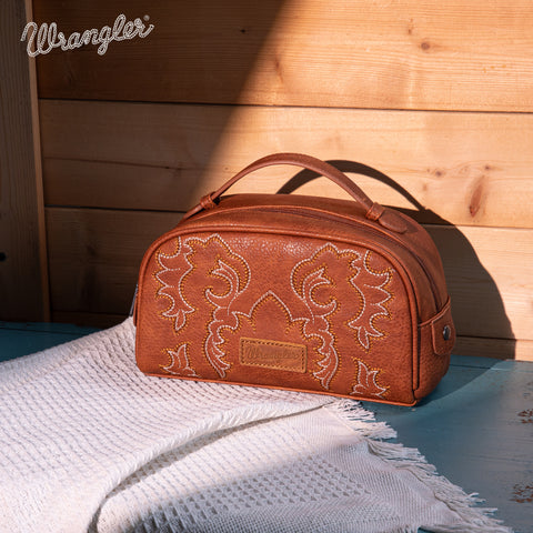 WG145 -190 Wrangler  Embroidered  Multi Purpose/Travel Pouch - Brown (Online Exclusive)