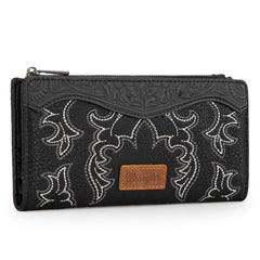 WG145-212 Wrangler Embroidered Bi-Fold Wallet - Black