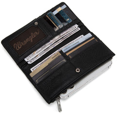 WG145-212 Wrangler Embroidered Bi-Fold Wallet - Black